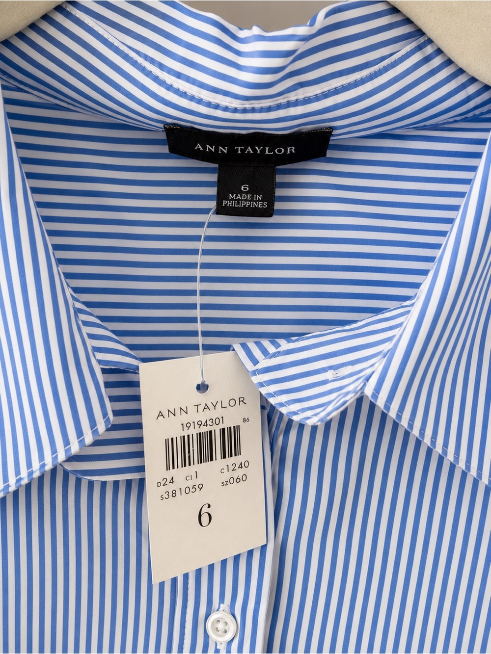 Ann Taylor Classic Blue Stripe Dress Shirt - Picture 3 of 5